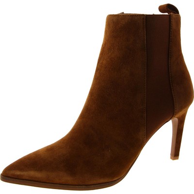 42 Золотистые женские коричневые замшевые ботильоны с острым носком 9 среднего размера (B,M) BHFO 2336