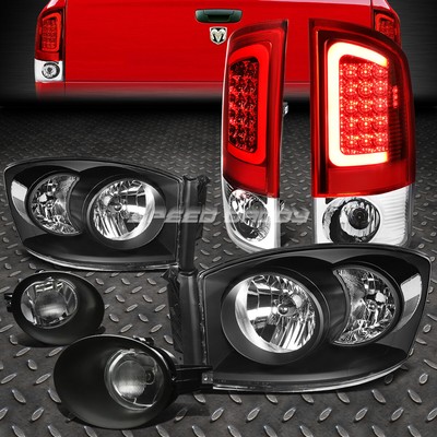 ЧЕРНЫЙ КОРПУС ПРОЗРАЧНОЙ ФАРЫ + КРАСНЫЙ 3D СВЕТОДИОДНЫЙ ЗАДНИЙ ФОНАРЬ + ПРОТИВОТУМАННАЯ ФАРА ДЛЯ 07-09 RAM