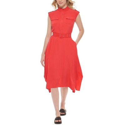 

Женское красное платье-миди с поясом и поясом Karl Lagerfeld Paris  BHFO 3346, Tomato