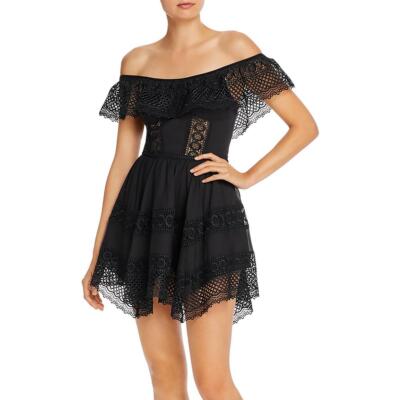 

Charo Ruiz Ibiza Womens Vaiana Black Crochet Party Mini Dress  BHFO 3183, Черный