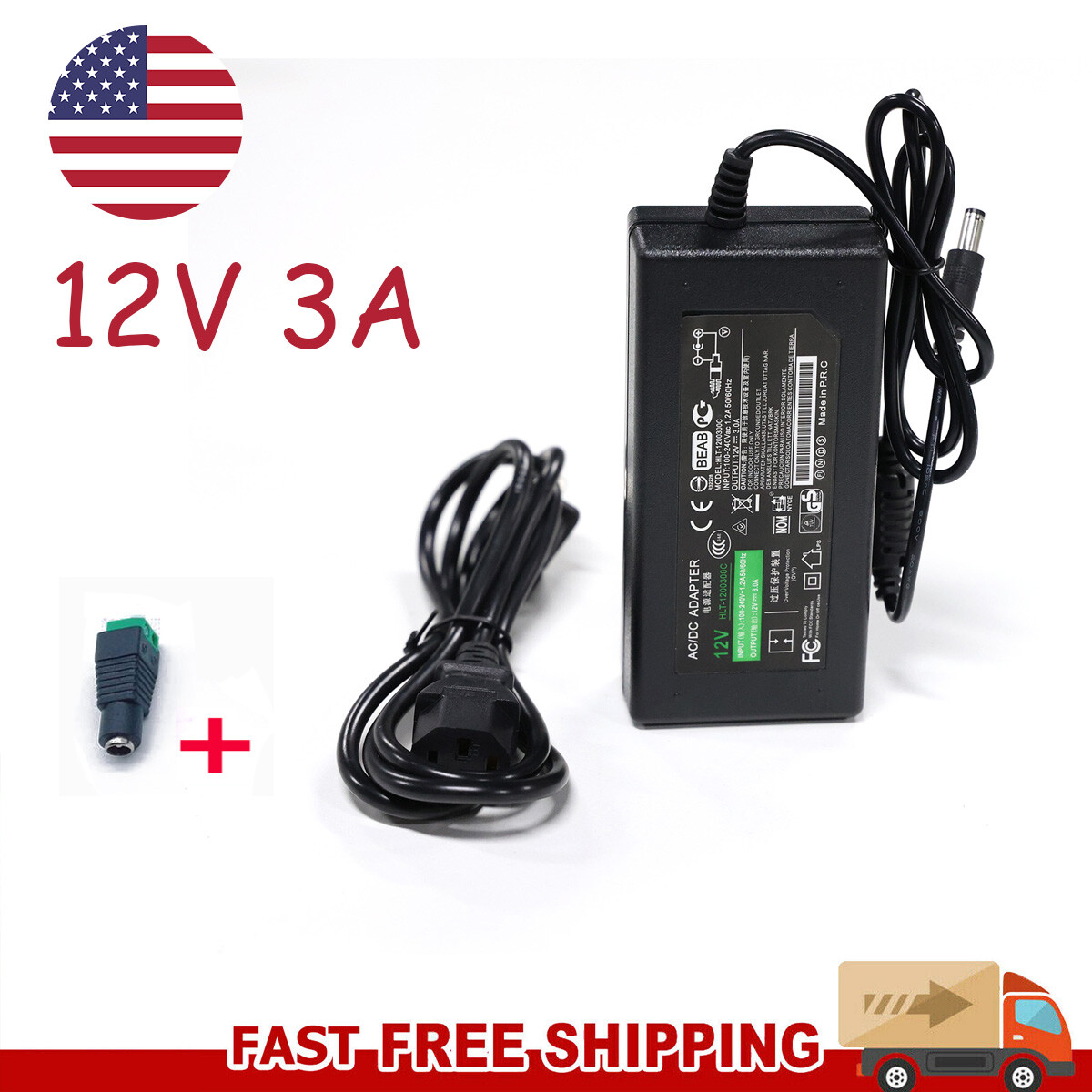 12v 3a 36w Power Supply For 5050 5630 Smd Led Strip Lights Usa