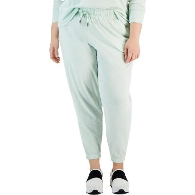 MSRP $35 Ideology Womens Plus Cozy Comfy Jogger Pants Green Size 2X