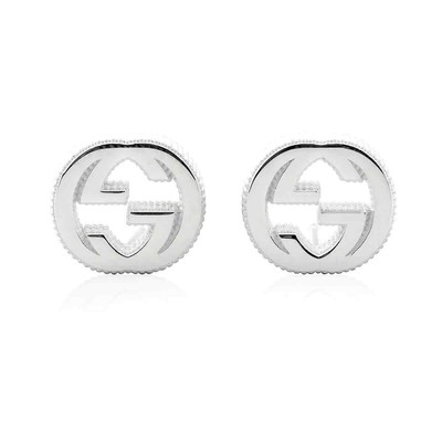 Pre-owned Gucci Interlocking Earrings In Silver