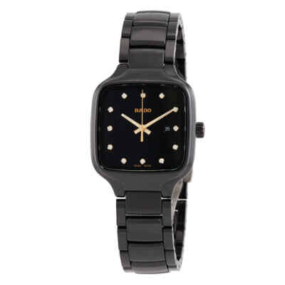 Pre-owned Rado True Quartz Diamond Black Dial Ladies Watch R27080702