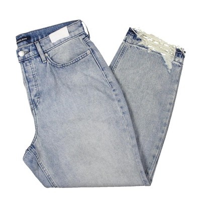 Женские синие джинсы Calvin Klein Jeans с высокой посадкой и необработанным низом, прямые брюки 30 BHFO 2091