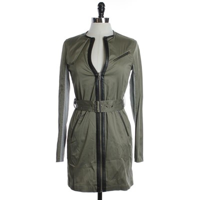 Cut25 NEW Womens 0 Green Chic Zip-Front Collarless Fashion Women's Coats $199