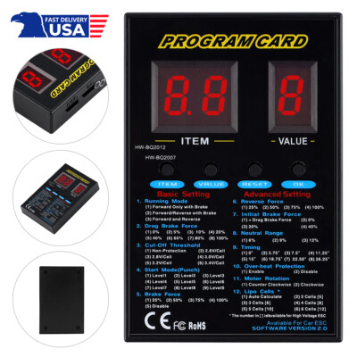 RC LED Program Card For Hobbywing Quicrun Ezrun RTR Cars Boats RC Brushless ESC