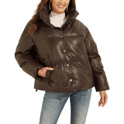 

Guess Женская коричневая короткая нарядная куртка-пуховик из искусственной кожи  BHFO 8189, Burnt wood, W1BL08WE480