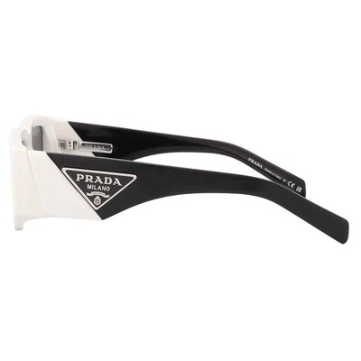 Pre-owned Prada Pr 09zsf 1425s0 55 Men's Rectangular Sunglasses - White/gray