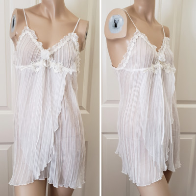90's Vintage Venus Mini Pleated Sheer Ruffle Lingerie SZ M/L White