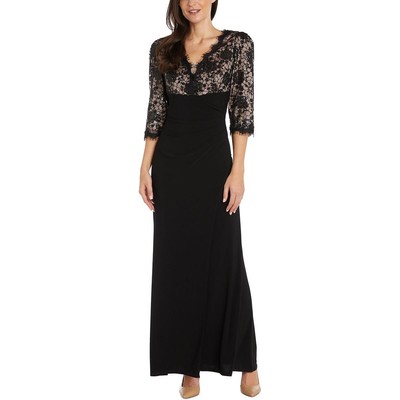 R&M Richards Womens Black Sequined Lace Evening Dress Gown Petites 6P BHFO 9415