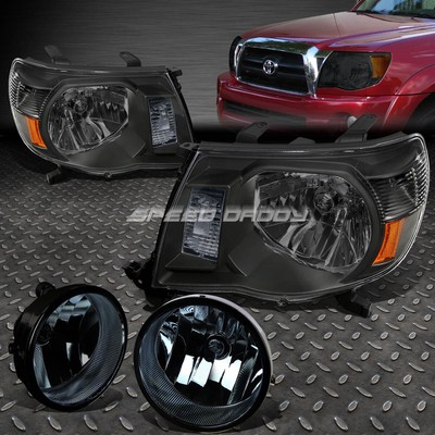 ЧЕРНАЯ ФАРА В КОРПУСЕ + ЯНТАРНЫЙ УГОЛОК + ДЫМЧАТАЯ ПРОТИВОТУМАННАЯ ФАРА OE ДЛЯ TOYOTA TACOMA 05-11