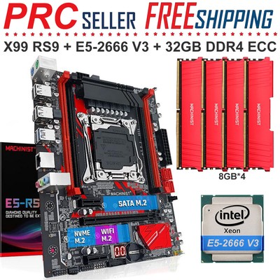 MACHINIST X99 RS9 Motherboard E5 2666 V3 CPU LGA 2011-3 32G DDR4 2133MHz ECC RAM