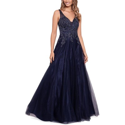 Женское темно-синее вечернее платье без рукавов с украшением Xscape, 4 BHFO 6748