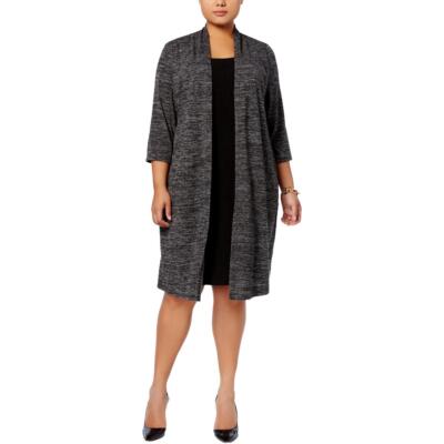 Женская трикотажная кофта Connected Apparel серого цвета длиной до колен Plus 20W BHFO 3981