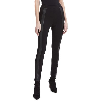 Женские черные леггинсы BCBGMAXAZRIA из искусственной кожи с высокой талией и окантовкой S BHFO 6380