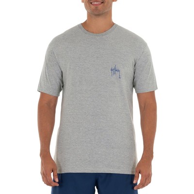 

Мужская футболка с круглым вырезом и рисунком Guy Harvey Stars Logo BHFO 0669, Sport grey heather, Stars