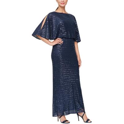 

Женское вечернее платье макси с блестками Alex Evenings BHFO 6492, Navy