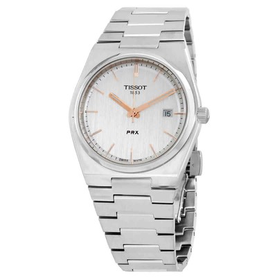 Мужские часы Tissot PRX с кварцевым серебряным циферблатом T137.410.11.031.00