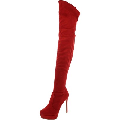 Fashion Nova Womens Vicky Red Over-The-Knee Boots 8.5 Medium (B,M) BHFO 7582