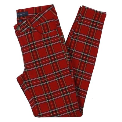Женские обтягивающие брюки-скинни из ткани Tribeca в красную клетку от Tommy Hilfiger, 6 BHFO 6490