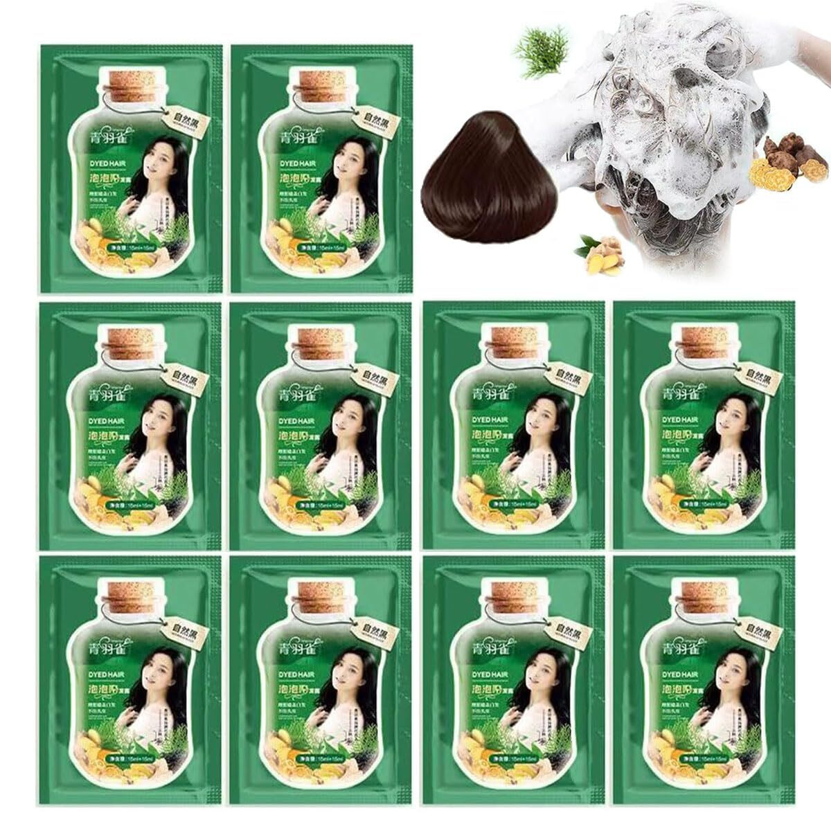 10 Pcs Plant Bubble Hair Dye Shampoo Foam Care for Gray Cove