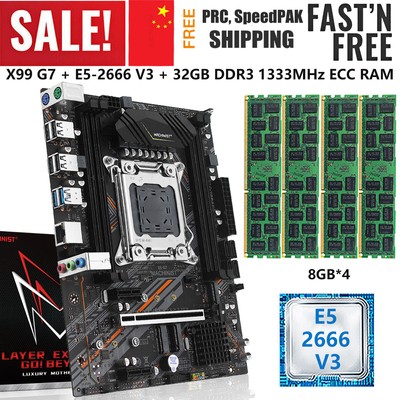 X99 G7 Motherboard LGA 2011-v3 + Xeon E5 2666 V3 CPU 32GB DDR3 1333MHz RAM Combo