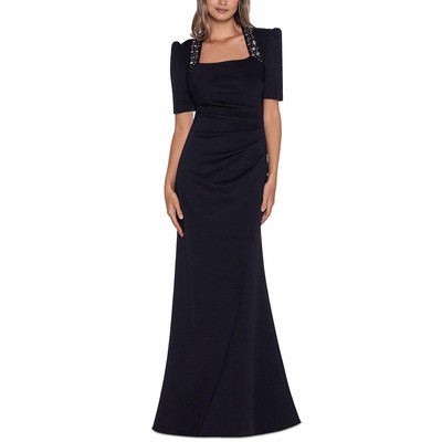 Женское вечернее платье Xscape из черного атласа с украшениями 16 BHFO 0440