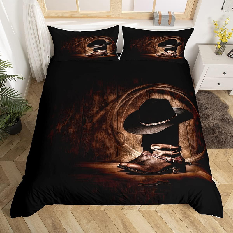 Western Duvet Cover Twin Size Cowboy Bedding Set Exotic Retr