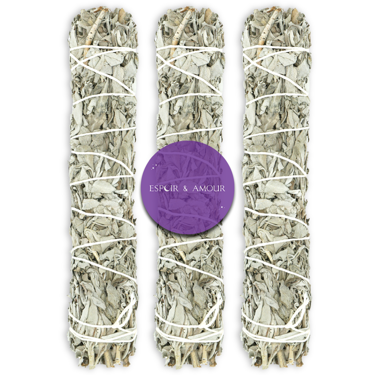California White Sage 9" Smudge Sticks for Spiritual Healing & Cleansing 3 Pack