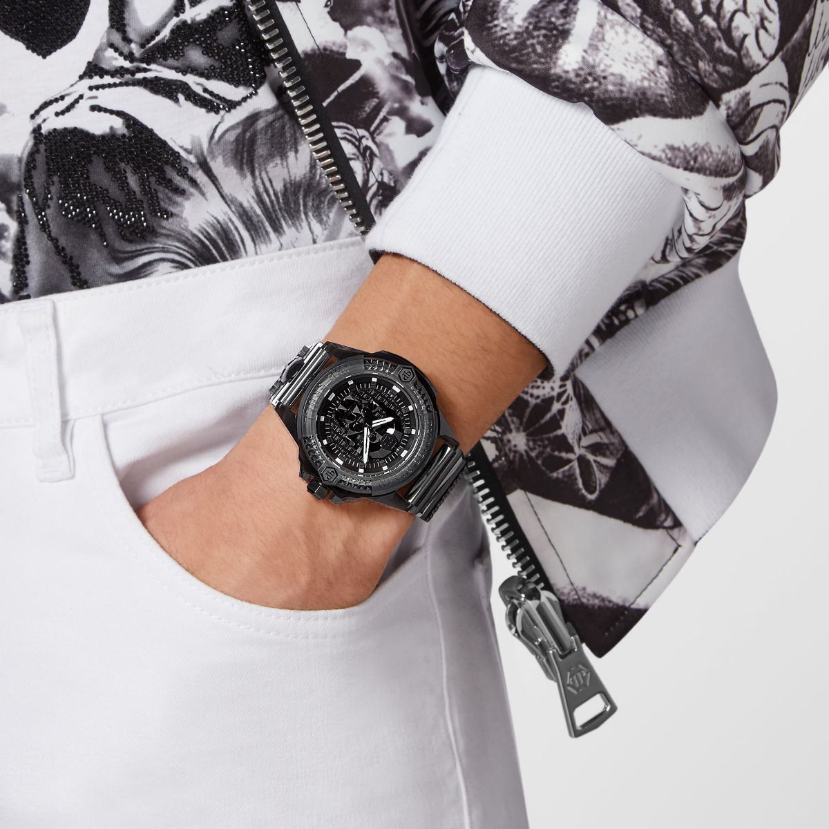 Pre-owned Philipp Plein Men's Watch Analog Quartz The $ Kull Synthetic B Pwwaa0523