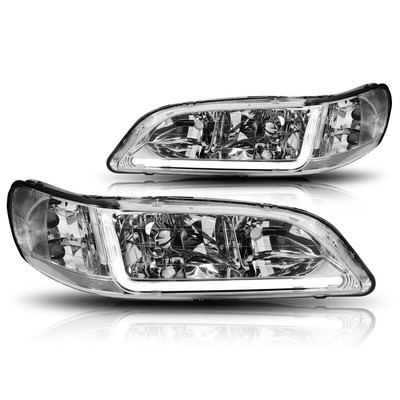 For 98-02 Honda Accord LED DRL Chrome Housing Clear Corner Headlight/Lamp Pair