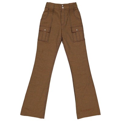 Pre-owned Chloé Chloe Ladies In Houndstooth Cotton Wool High-rise Flared Trousers, Brand Size 36 In Multicolor