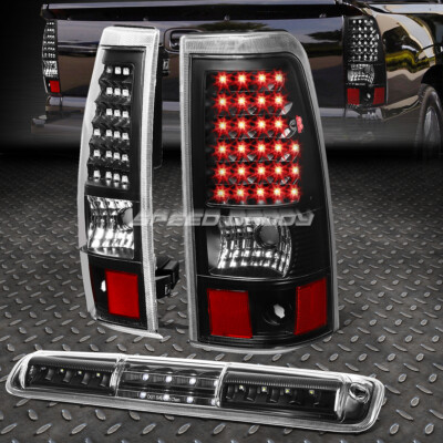 ЧЕРНЫЙ ПРОЗРАЧНЫЙ ПОЛНОСТЬЮ СВЕТОДИОДНЫЙ ЗАДНИЙ ФОНАРЬ + 3-Й СТОП-СИГНАЛ И ГРУЗОВОЙ ФОНАРЬ ДЛЯ 03-07 CHEVY SILVERADO/SIERRA