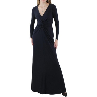 

Lauren Ralph Lauren Женское темно-синее длинное вечернее платье с V-образным вырезом  BHFO 2330, Navy
