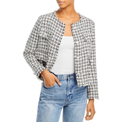 

Женский блейзер без воротника на пуговицах цвета слоновой кости Aqua  BHFO 4114, Gray/ivory/multi