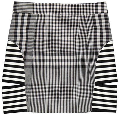 Pre-owned Burberry Ladies Black Stripe And Check Technical Mini Skirt, Brand Size 8 (us