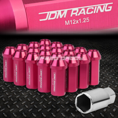 КОМПЛЕКТ ГАЕК JDM ИЗ РОЗОВОГО АЛЮМИНИЯ ЗАКРЫТОГО ТИПА С 20 НАКОНЕЧНИКАМИ + АДАПТЕР M12X1.25 ДИАМЕТРОМ 25 ММ / ВЫСОТОЙ 50 ММ