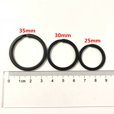 Split Key Ring 25-35MM Flat Surface Double Metal Loop Black Key Chain Holder DIY