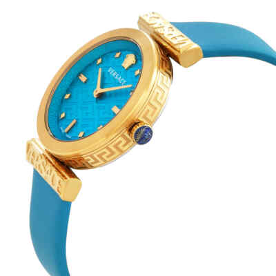 Pre-owned Versace Regalia Quartz Turquoise Dial Ladies Watch Ve6j00323