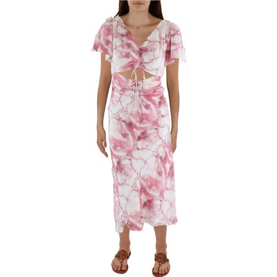 Женское длинное макси-платье Lucy Paris Echo Pink с рюшами и вырезом XL BHFO 2860