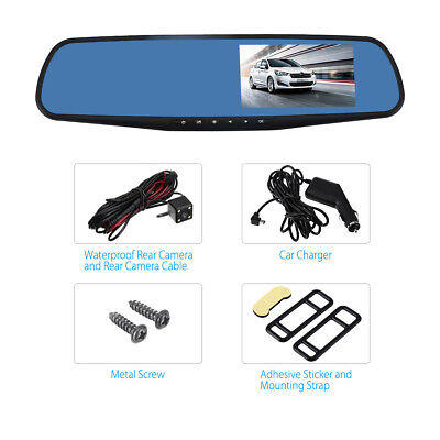 1080P Car DVR Rearview Dual Dash Cam Camera Vehicle Front Rear HD Video Recorder