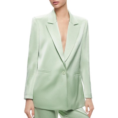 Женский блейзер Alice and Olivia с зеленым воротником и одной пуговицей 2 BHFO 4439