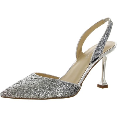 

Женские туфли Marc Fisher Hadyay Silver Slingback Heels 7.5 Medium (B,M) BHFO 5034, Серебряный