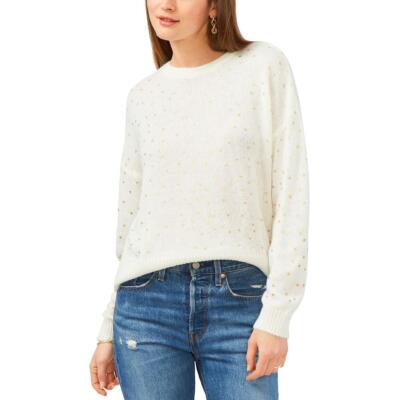 

1. Женский пуловер с круглым вырезом в горошек State Metallic Top BHFO 4179, Antique white