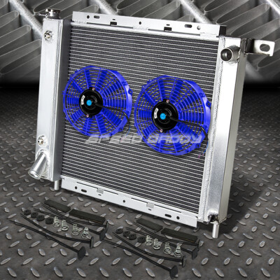 2-РЯДНЫЙ АЛЮМИНИЕВЫЙ РАДИАТОР + 2X7 ВЕНТИЛЯТОРОВ СИНЕГО ЦВЕТА ДЛЯ 91-94 FORD EXPLORER/RANGER 3.0/4.0 V6