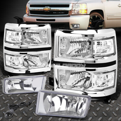 ХРОМИРОВАННЫЙ КОРПУС ФАРЫ С ПРОЗРАЧНЫМ СИГНАЛОМ ПОВОРОТА + ПРОЗРАЧНАЯ ПРОТИВОТУМАННАЯ ФАРА ДЛЯ 14-15 SILVERADO