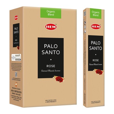 HEM Palo Santo Rose Natural Masala Cleansing Incense Sticks - 12 Packets (15g...