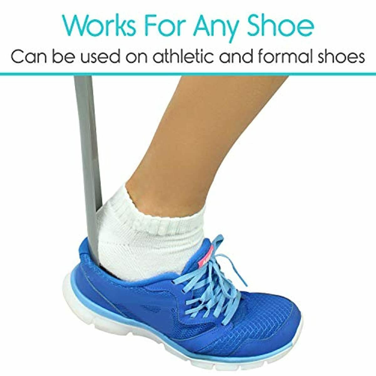 Long Metal Foot Boot SHOE HORN For Men Women Kid Paracord Str