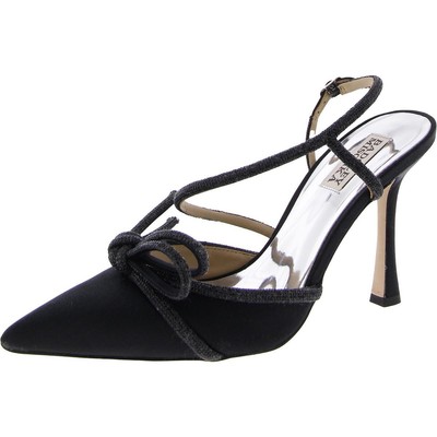 Женские туфли-лодочки ELAINE из черного атласа Badgley Mischka среднего размера (B,M) BHFO 4753